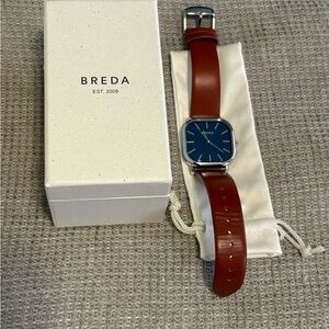 Brown Leather Blue Dial Watch